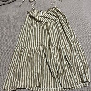 Rylee + Cru Striped Mini Dress in Brown and Cream